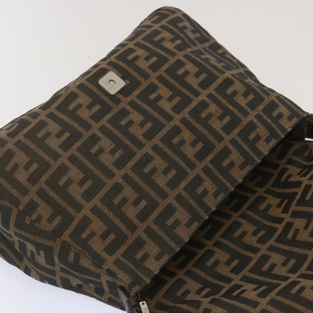 FENDI Zucca Canvas Mamma Baguette Shoulder Bag Black Brown67991