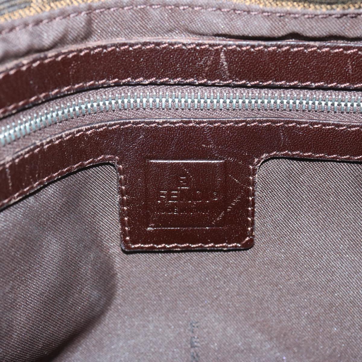 FENDI Zucca Canvas Mamma Baguette Shoulder Bag Black Brown67991