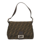 FENDI Zucca Canvas Mamma Baguette Shoulder Bag Black Brown67991