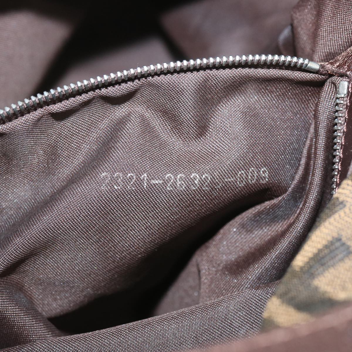 FENDI Zucca Canvas Mamma Baguette Shoulder Bag Black Brown67991