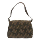FENDI Zucca Canvas Mamma Baguette Shoulder Bag Black Brown67991
