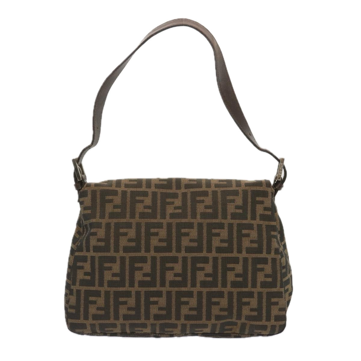 FENDI Zucca Canvas Mamma Baguette Shoulder Bag Black Brown67991