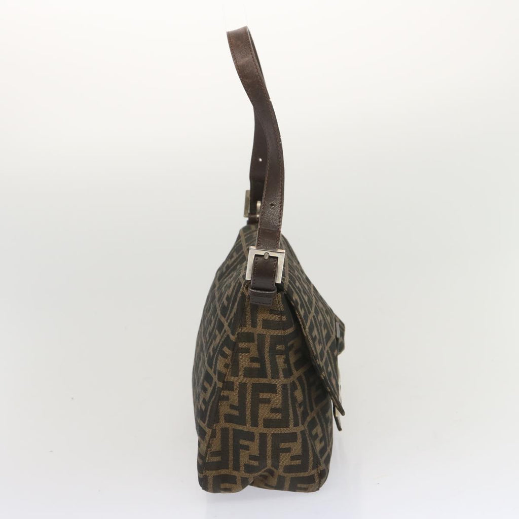 FENDI Zucca Canvas Mamma Baguette Shoulder Bag Black Brown67991