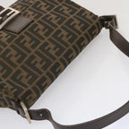 FENDI Zucca Canvas Mamma Baguette Shoulder Bag Black Brown67991