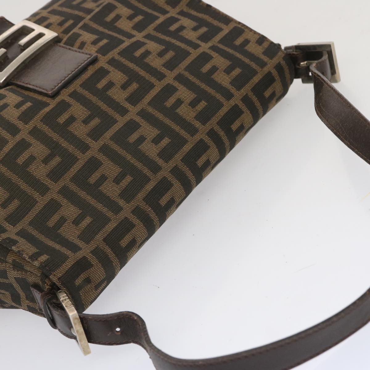 FENDI Zucca Canvas Mamma Baguette Shoulder Bag Black Brown67991
