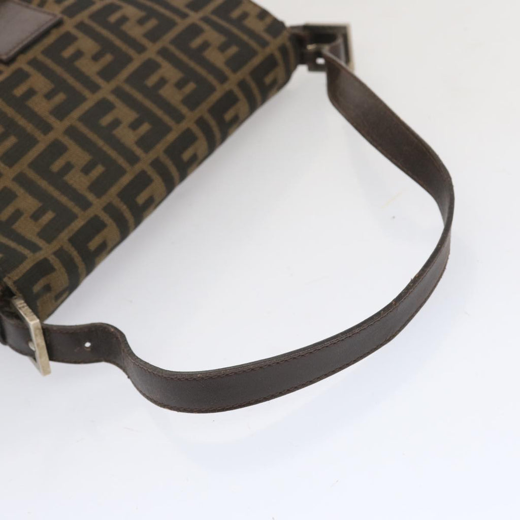 FENDI Zucca Canvas Mamma Baguette Shoulder Bag Black Brown67991