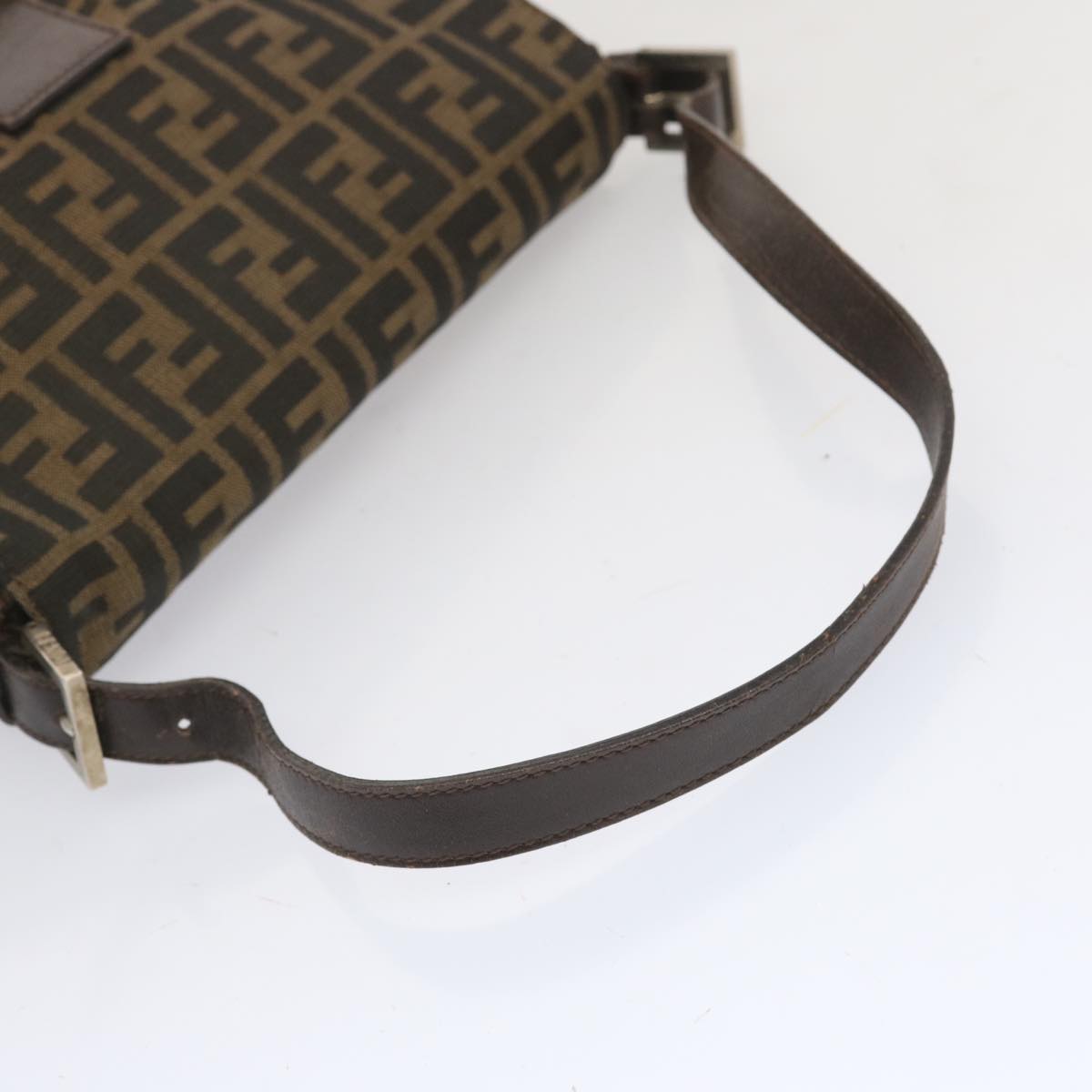 FENDI Zucca Canvas Mamma Baguette Shoulder Bag Black Brown67991