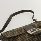 FENDI Zucca Canvas Mamma Baguette Shoulder Bag Black Brown67991