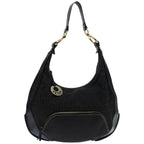 FENDI Zucchino Canvas Shoulder Bag Black67994