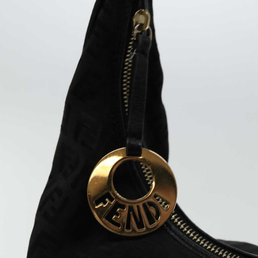 FENDI Zucchino Canvas Shoulder Bag Black67994