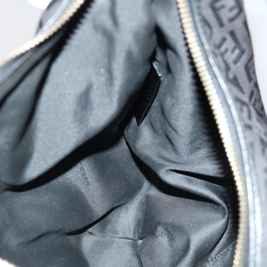 FENDI Zucchino Canvas Shoulder Bag Black67994
