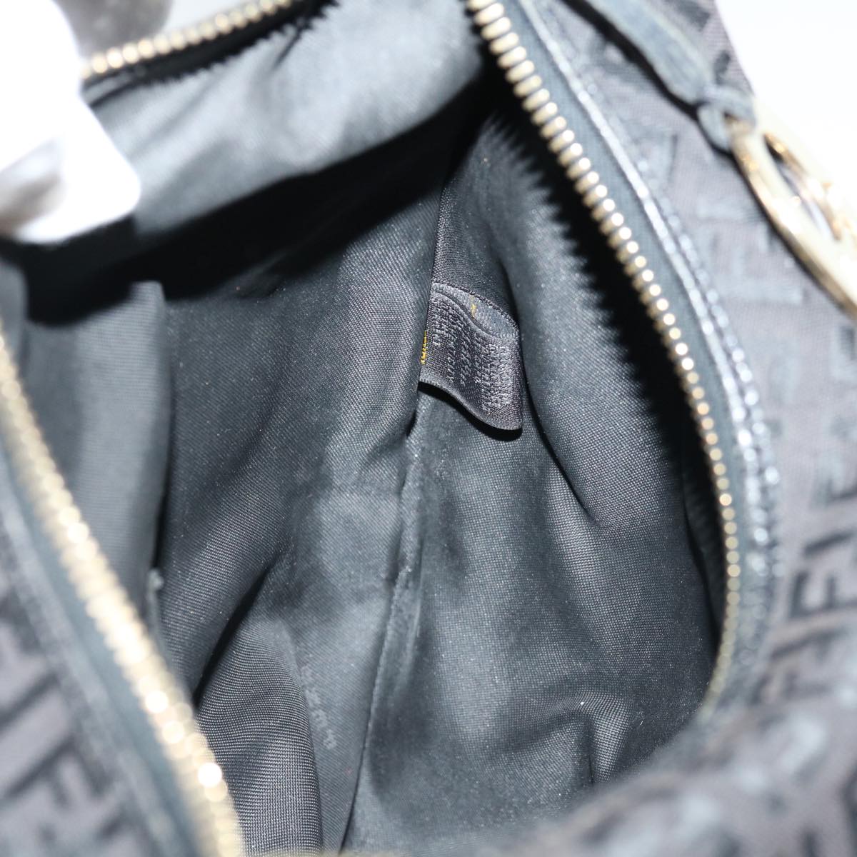 FENDI Zucchino Canvas Shoulder Bag Black67994