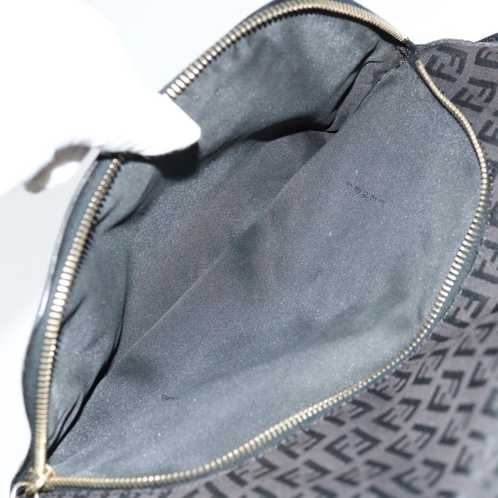 FENDI Zucchino Canvas Shoulder Bag Black67994