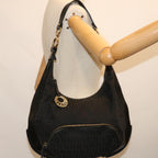 FENDI Zucchino Canvas Shoulder Bag Black67994
