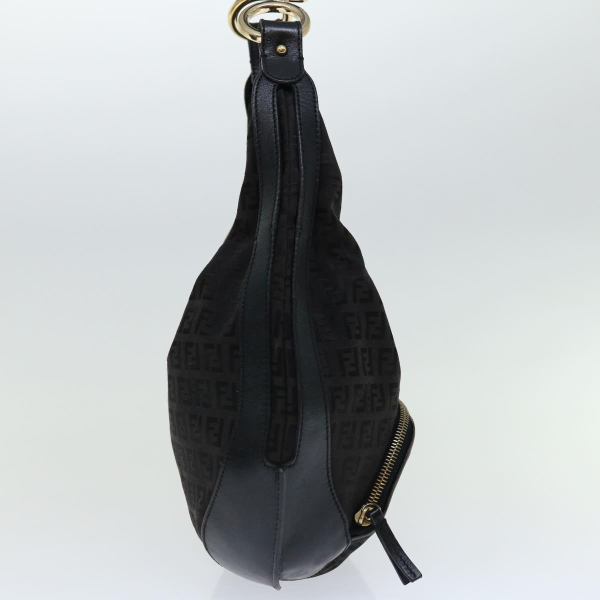 FENDI Zucchino Canvas Shoulder Bag Black67994