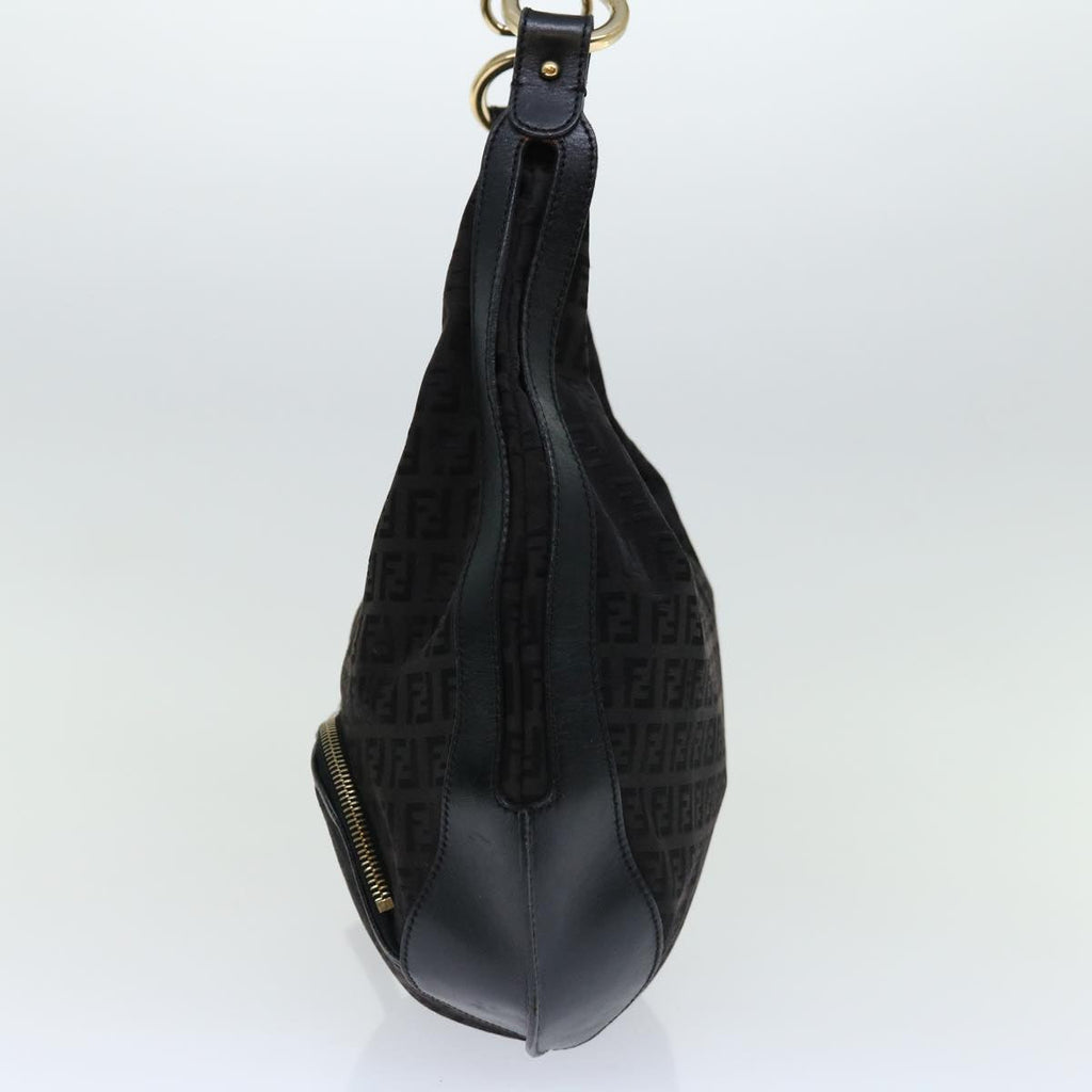 FENDI Zucchino Canvas Shoulder Bag Black67994