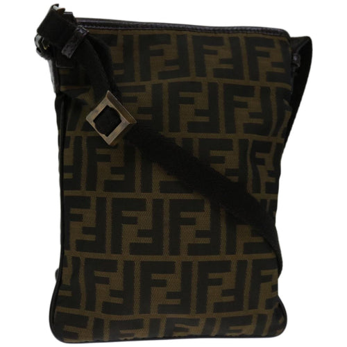 FENDI Zucca Canvas Shoulder Bag Black Brown67995