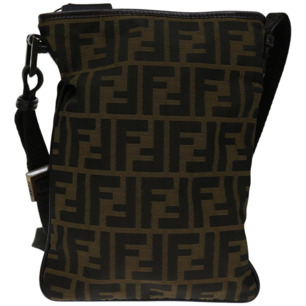 FENDI Zucca Canvas Shoulder Bag Black Brown67995