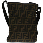 FENDI Zucca Canvas Shoulder Bag Black Brown67995