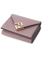 Fendi FF Diamond Calf Leather Half Wallet Pink