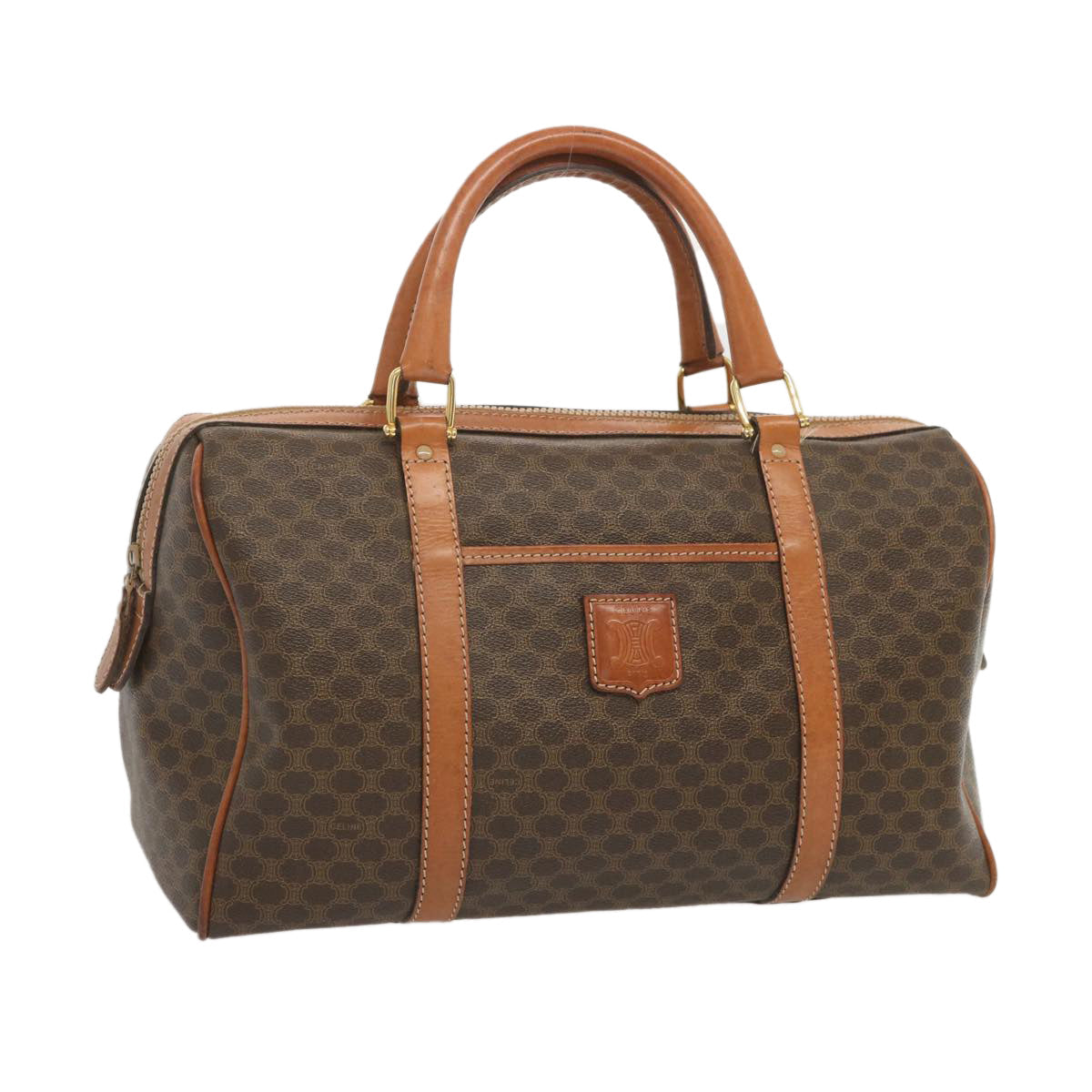 CELINE Macadam Canvas Boston Bag PVC Brown  68004