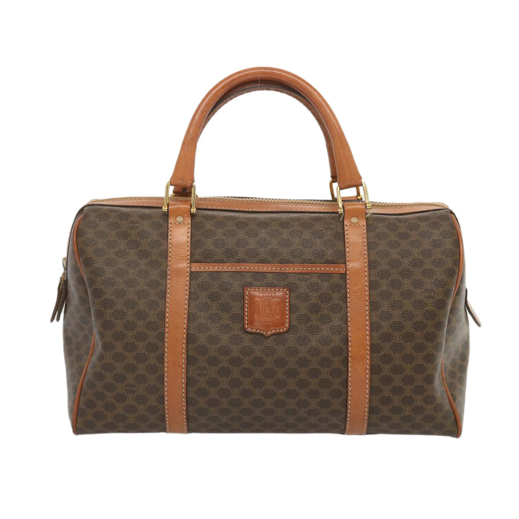 CELINE Macadam Canvas Boston Bag PVC Brown  68004