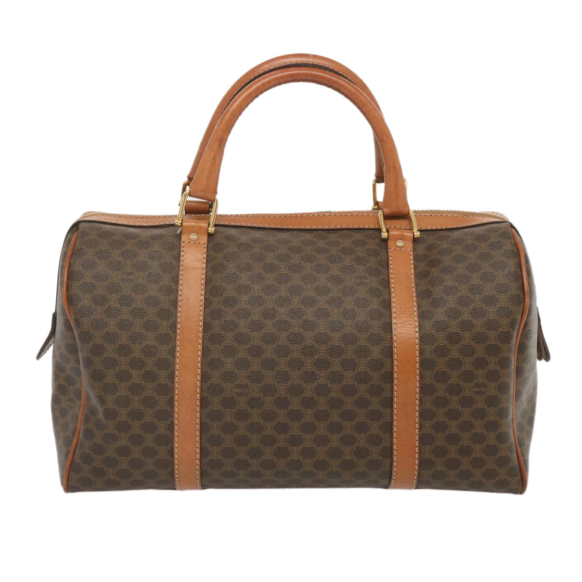 CELINE Macadam Canvas Boston Bag PVC Brown  68004