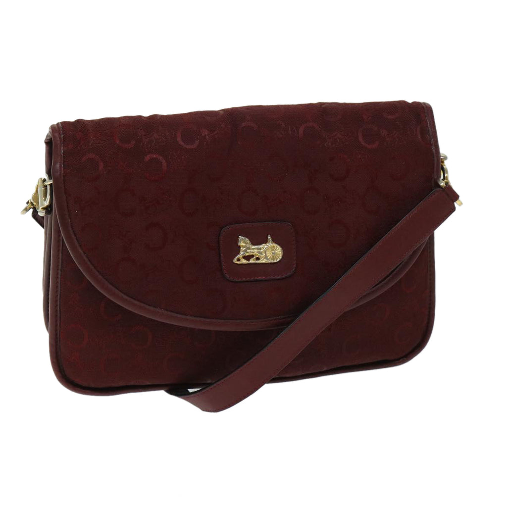 CELINE C Macadam Canvas Shoulder Bag Red Auth 68012