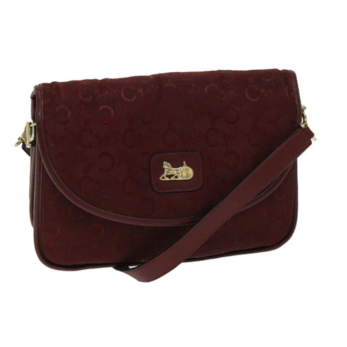 CELINE C Macadam Canvas Shoulder Bag Red Auth 68012