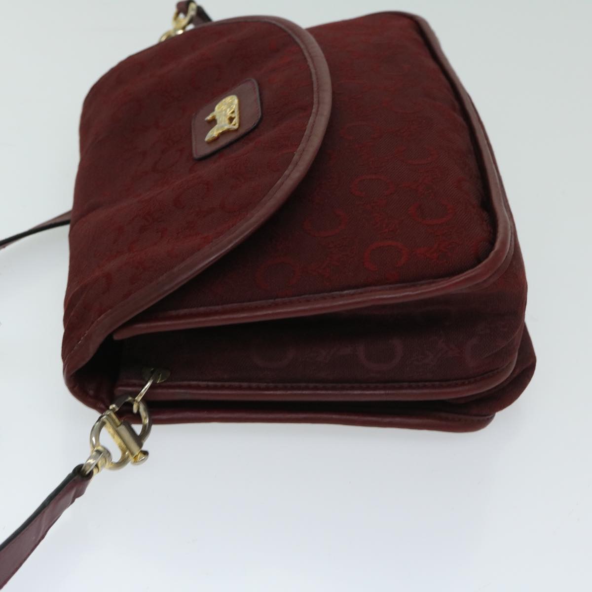 CELINE C Macadam Canvas Shoulder Bag Red Auth 68012