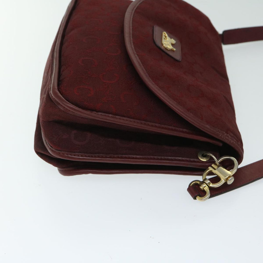 CELINE C Macadam Canvas Shoulder Bag Red Auth 68012