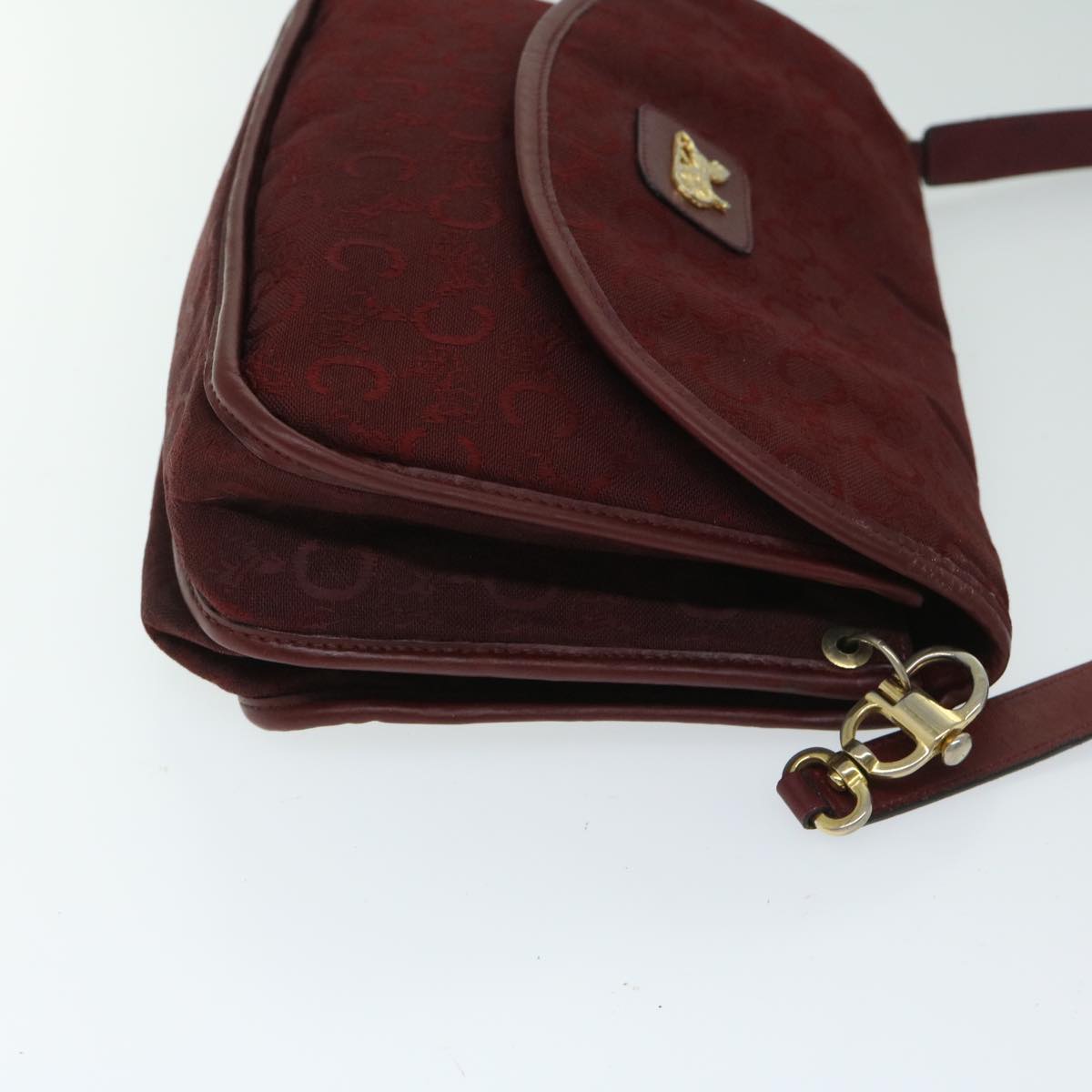 CELINE C Macadam Canvas Shoulder Bag Red Auth 68012