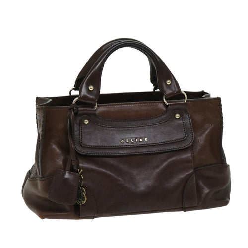 CELINE Hand Bag Leather Brown  68027