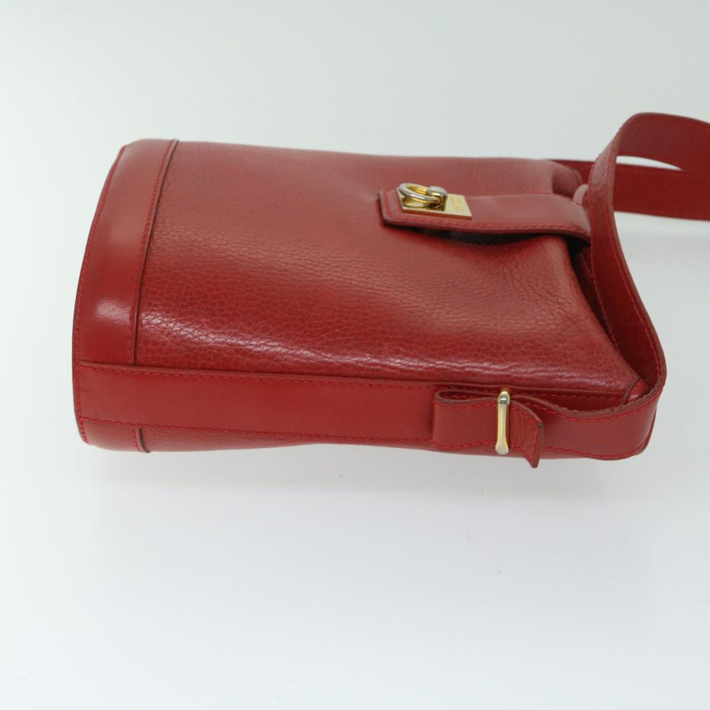 CELINE Shoulder Bag Leather Red  68032