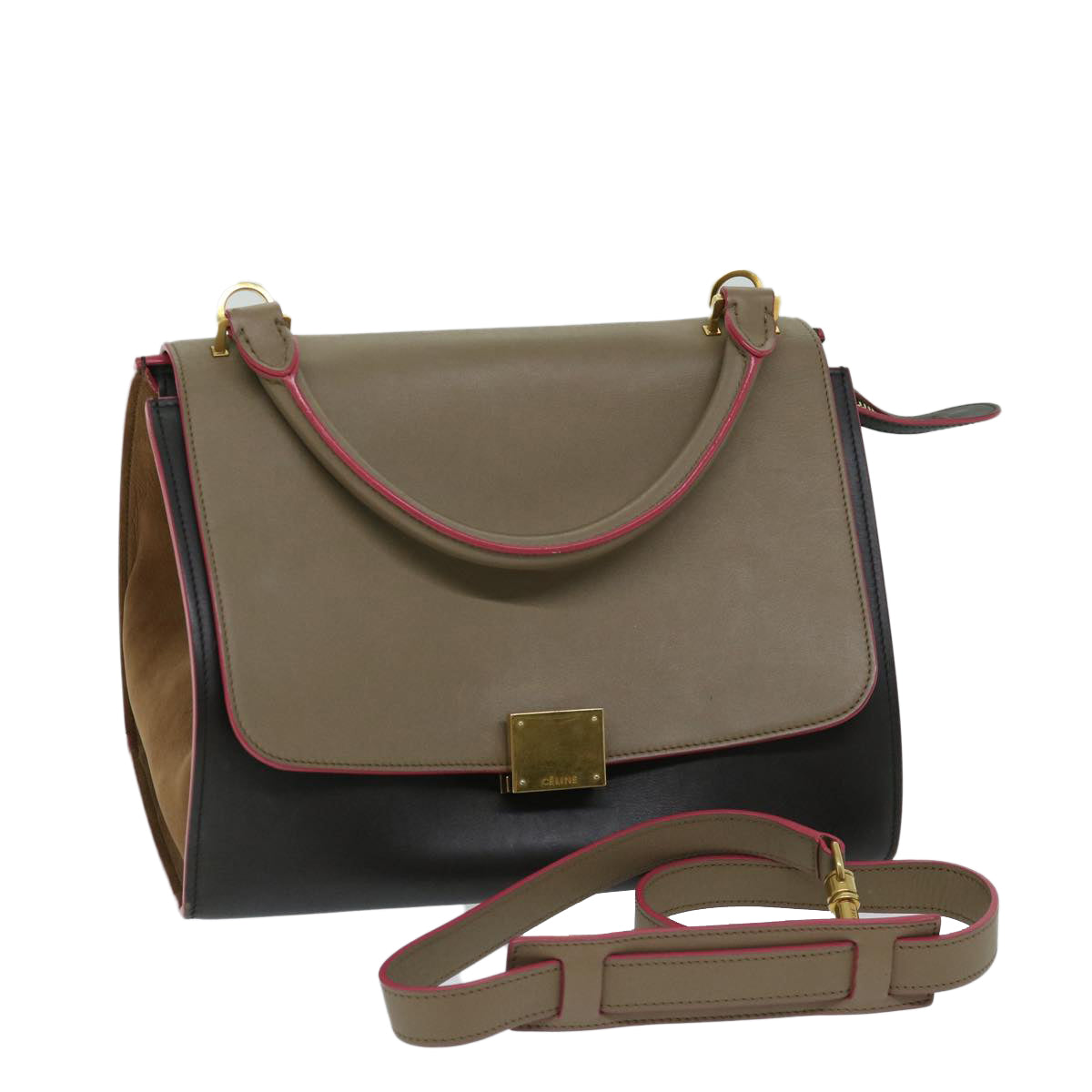 CELINE Trapeze Hand Bag Leather 2way Brown  68058