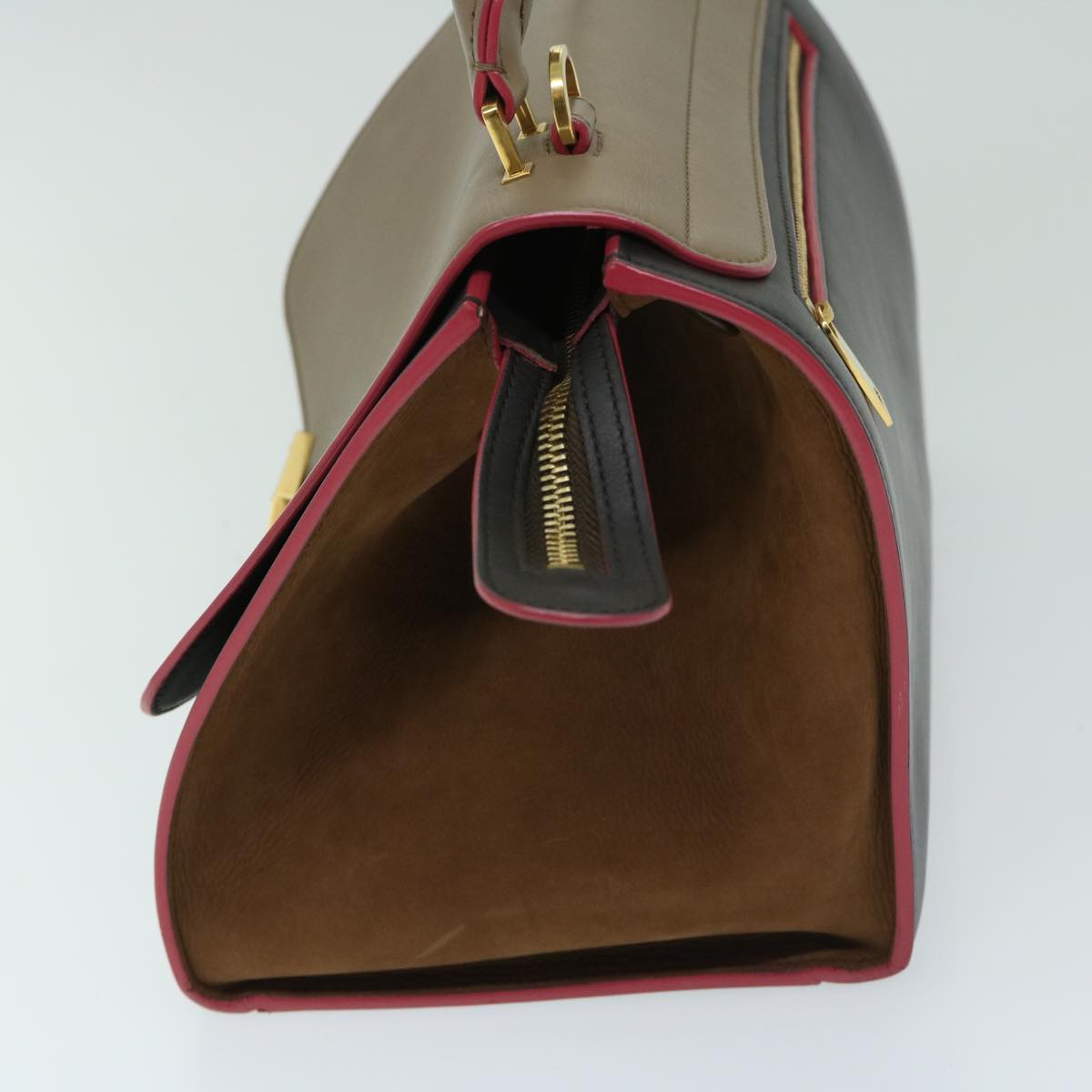 CELINE Trapeze Hand Bag Leather 2way Brown  68058