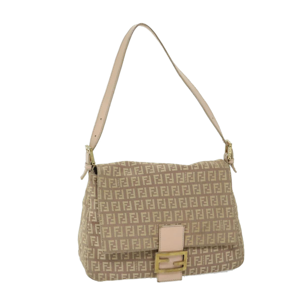 FENDI Zucchino Canvas Mamma Baguette Shoulder Bag Beige68063