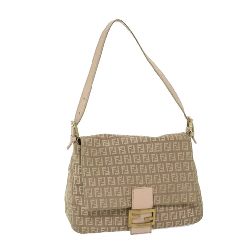 FENDI Zucchino Canvas Mamma Baguette Shoulder Bag Beige68063