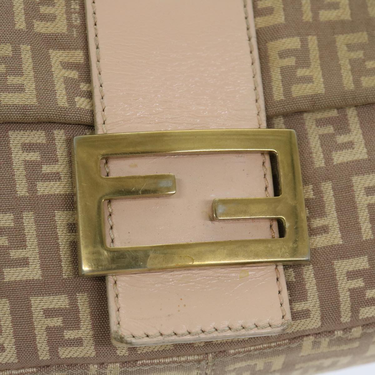 FENDI Zucchino Canvas Mamma Baguette Shoulder Bag Beige68063