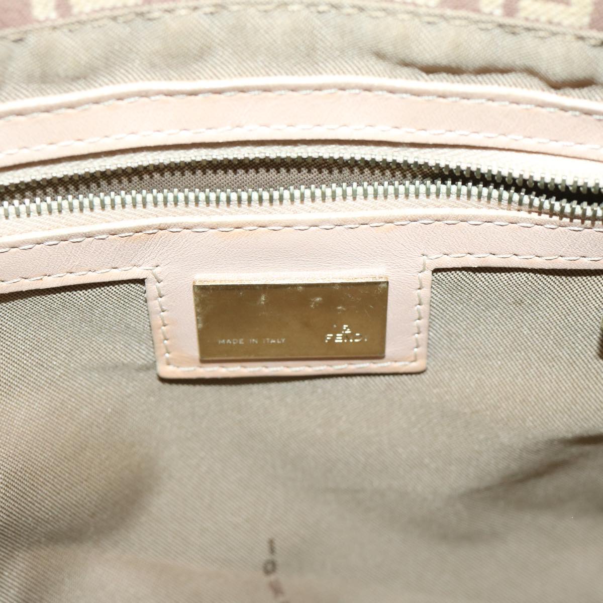 FENDI Zucchino Canvas Mamma Baguette Shoulder Bag Beige68063