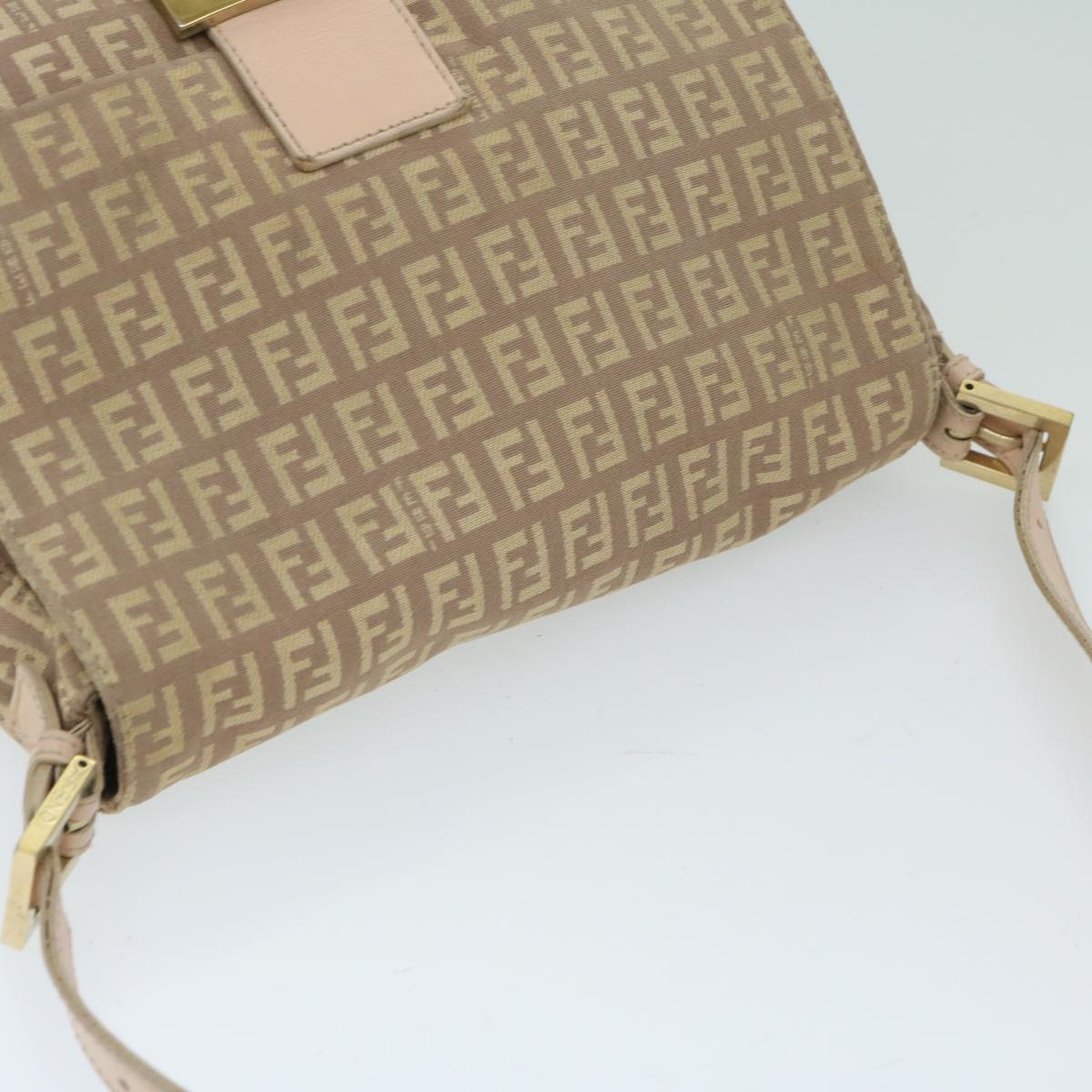 FENDI Zucchino Canvas Mamma Baguette Shoulder Bag Beige68063