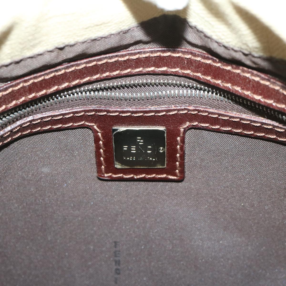 FENDI Zucca Canvas Mamma Baguette Shoulder Bag Beige68065