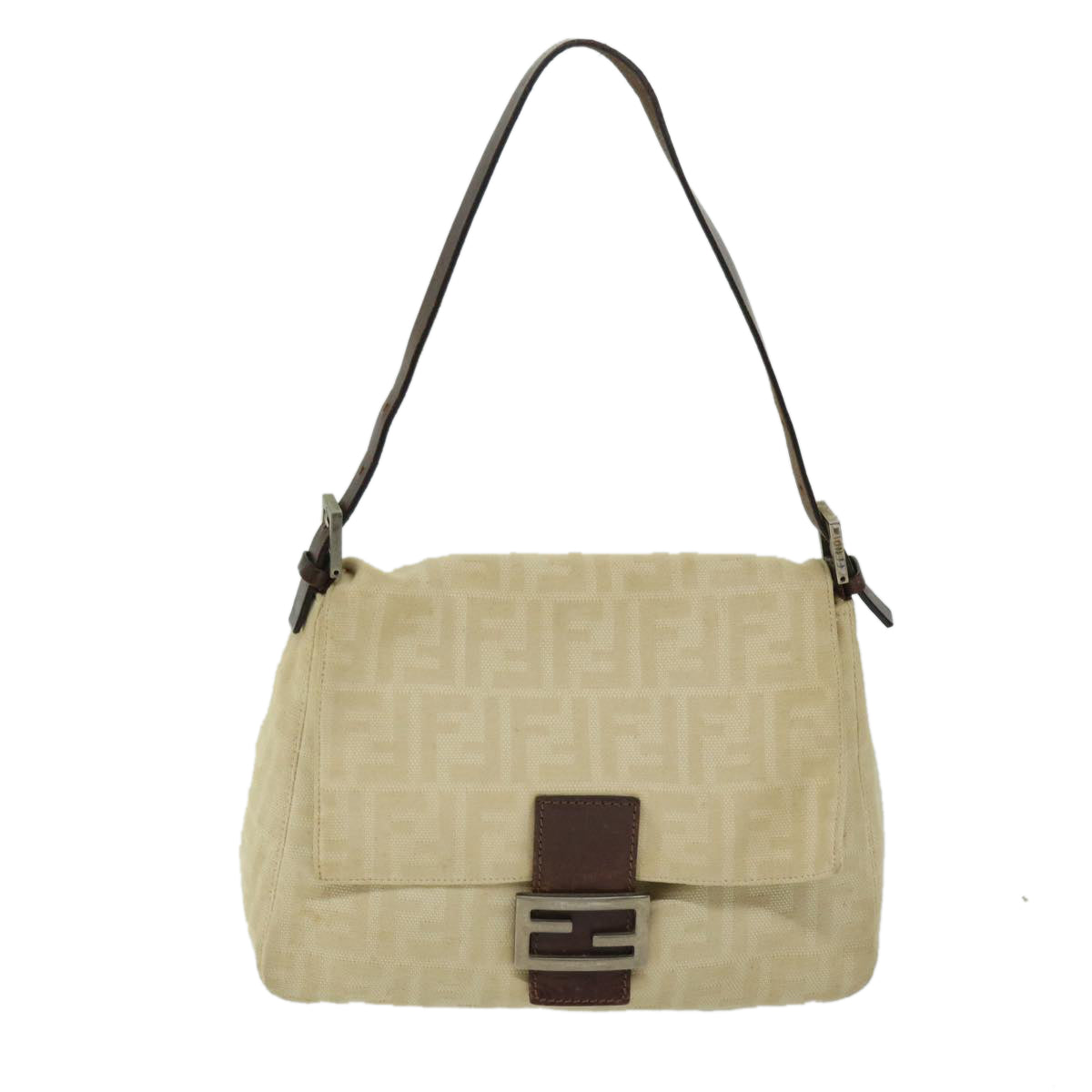 FENDI Zucca Canvas Mamma Baguette Shoulder Bag Beige68065