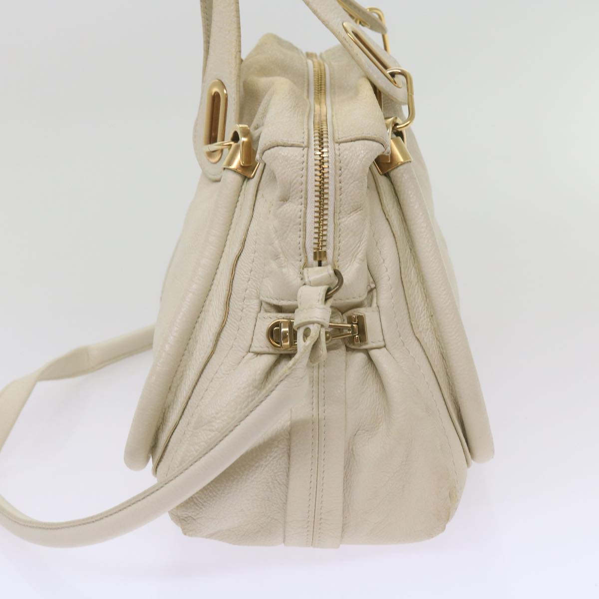 Chloe Mercy Shoulder Bag Leather White 68076