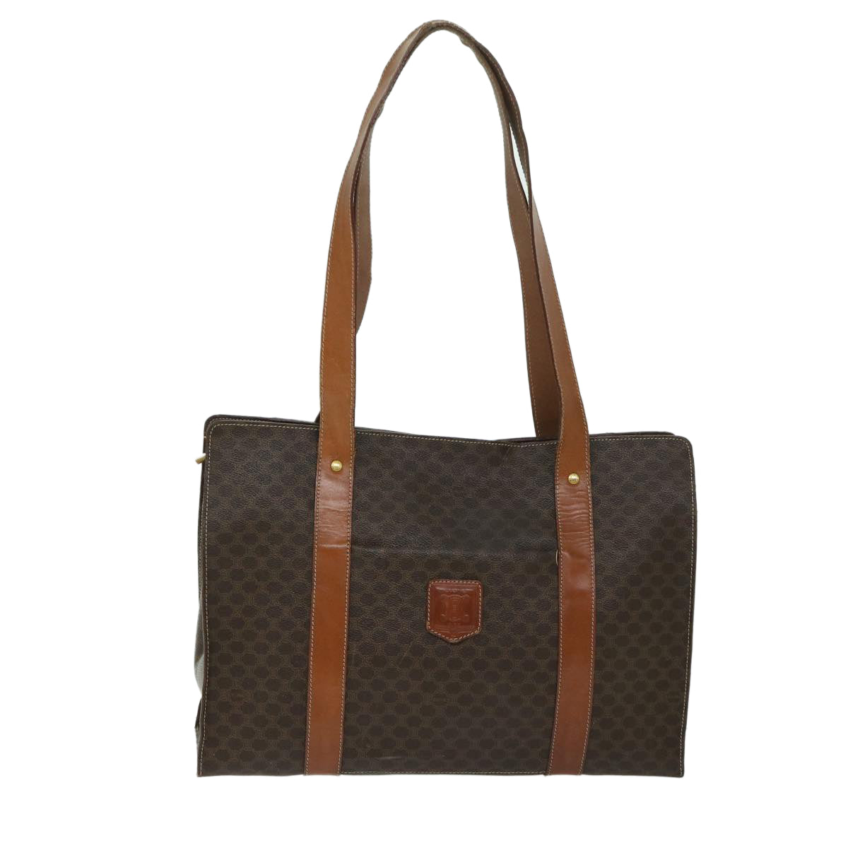 CELINE Macadam Canvas Tote Bag PVC Brown Auth 68077