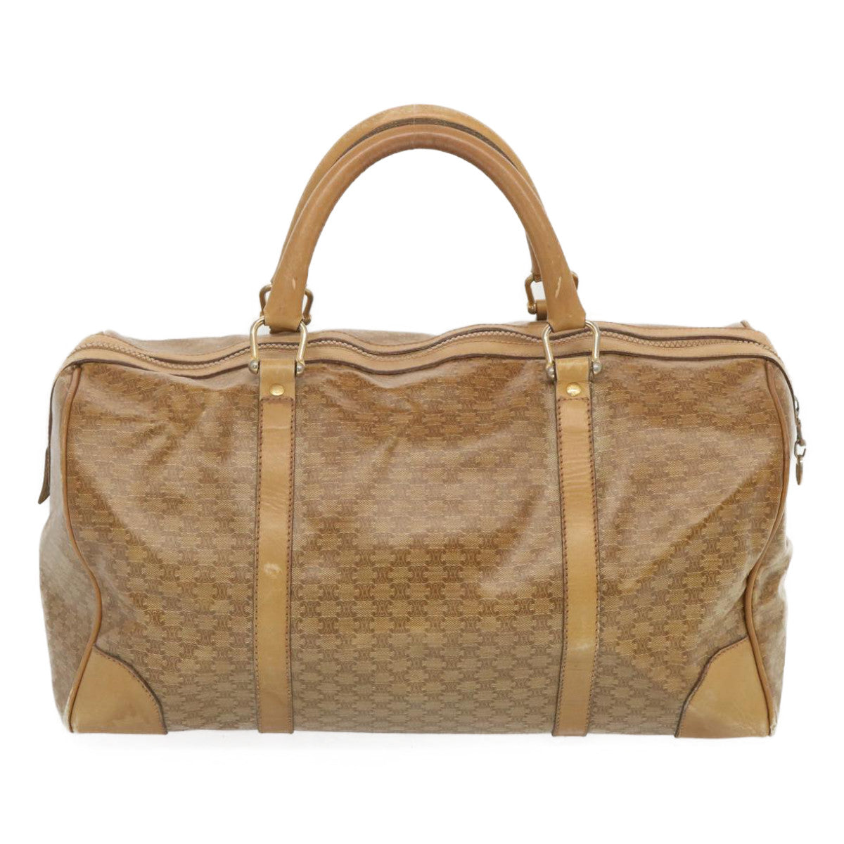 CELINE Macadam Canvas Boston Bag Beige  68079