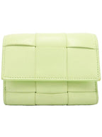 Bottega Veneta Women s Half Wallet Bottega Veneta 651372 Lemon Washed Lambskin Intrecciato Weaving 3 Stage Folded Zipper