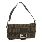 FENDI Zucca Canvas Mamma Baguette Shoulder Bag Black Brown68148