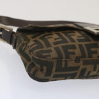 FENDI Zucca Canvas Mamma Baguette Shoulder Bag Black Brown68148