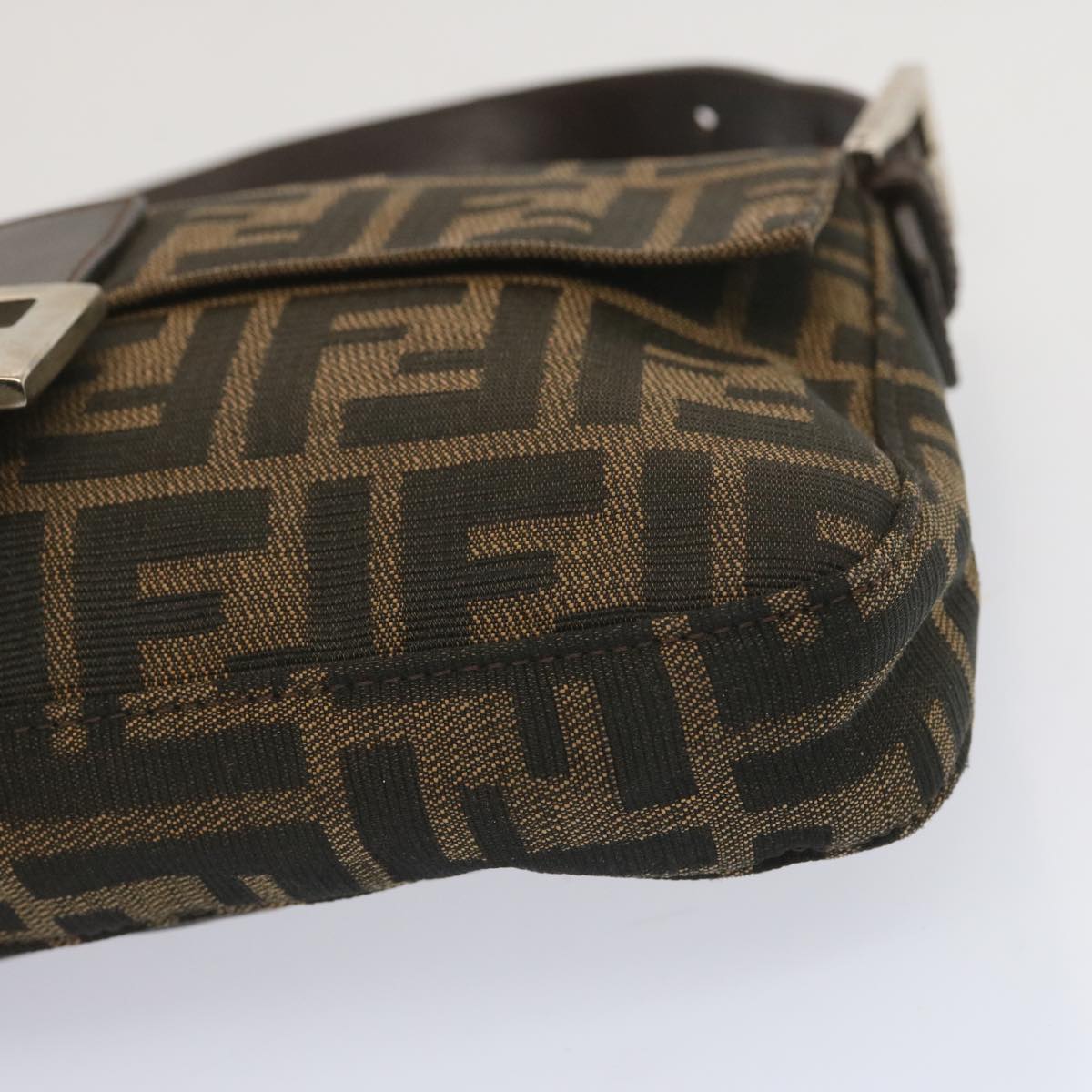 FENDI Zucca Canvas Mamma Baguette Shoulder Bag Black Brown68148